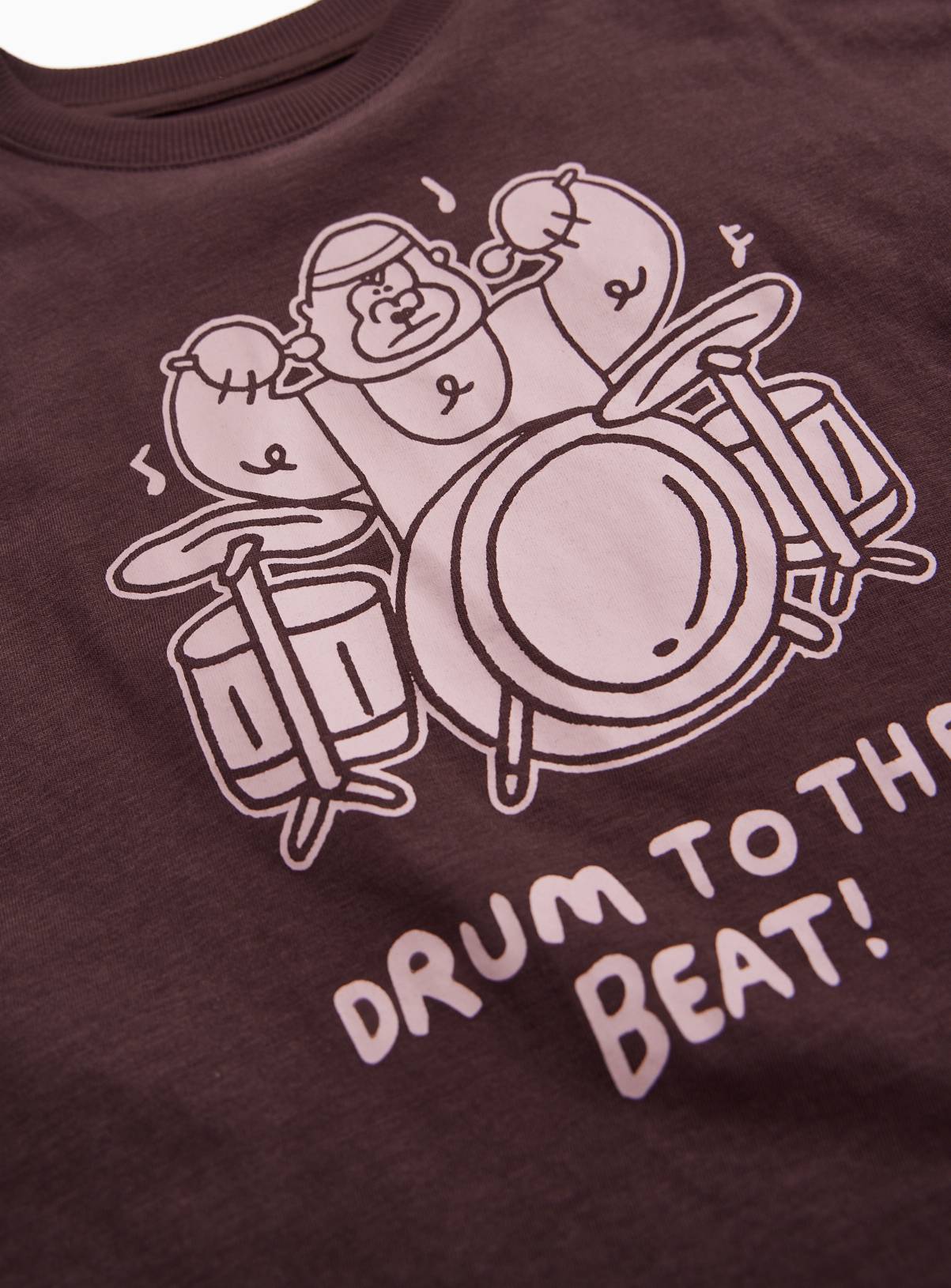 Brown Drum to the Beat Bear Graphic Top 7-8 years - Image 2